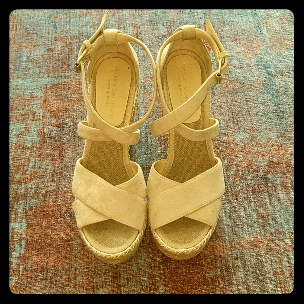 Club Monaco nude wedge sandals